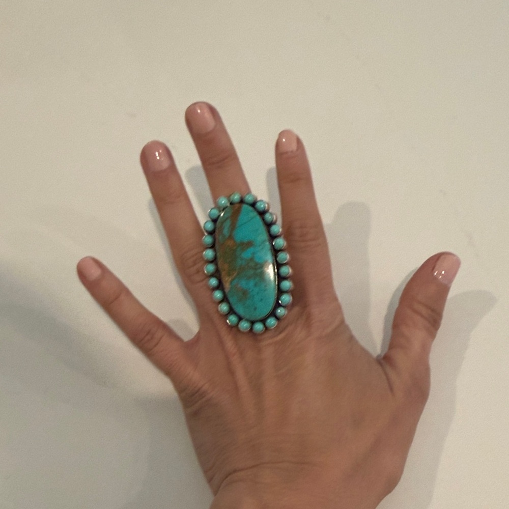 Sterling silver Turquoise Statement Ring adjustable aize